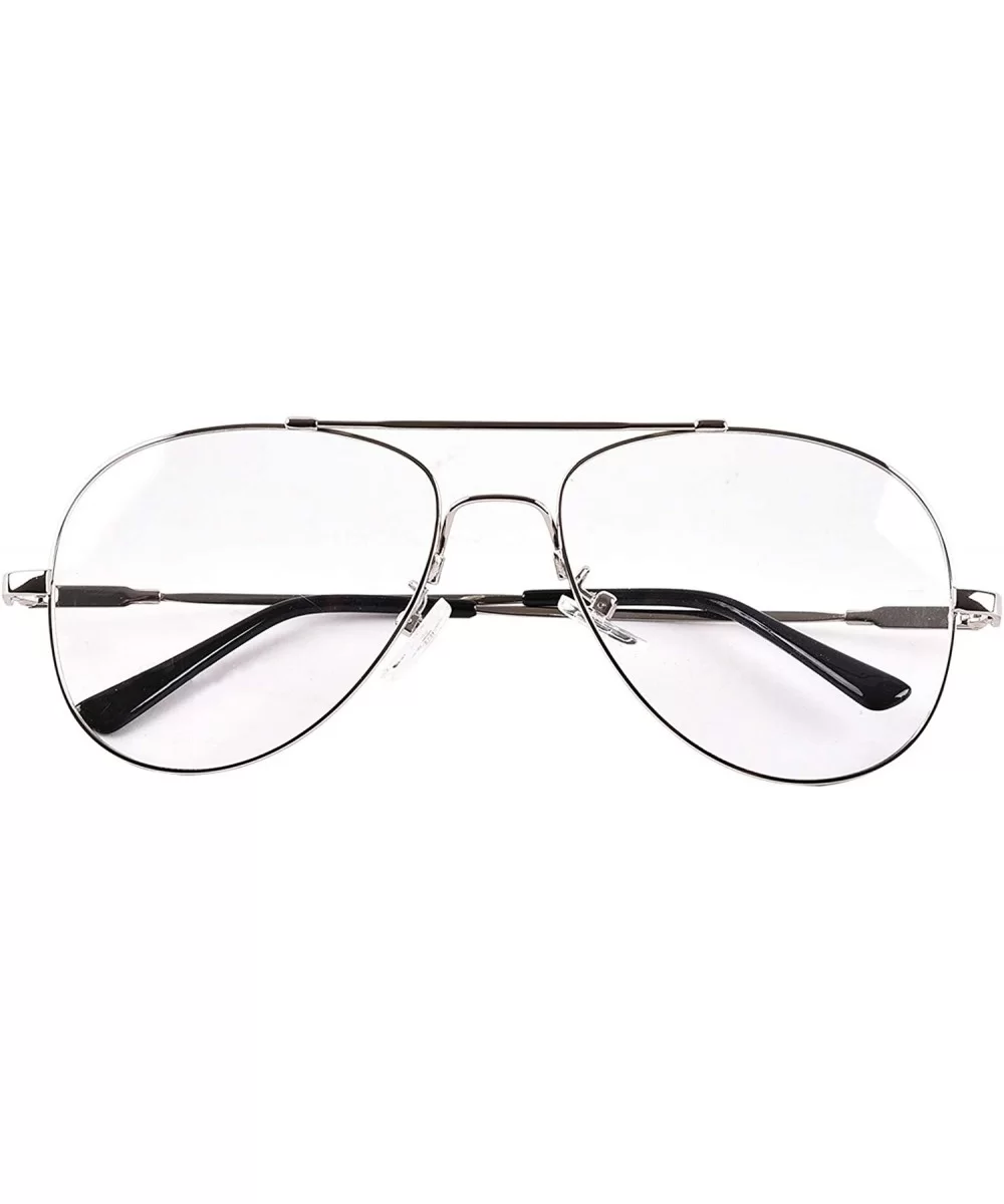 Pilot Full-flex Memory Titanium Optical Eyeglasses Frame - Large Silver - C718W845TE3 $30.21 Aviator