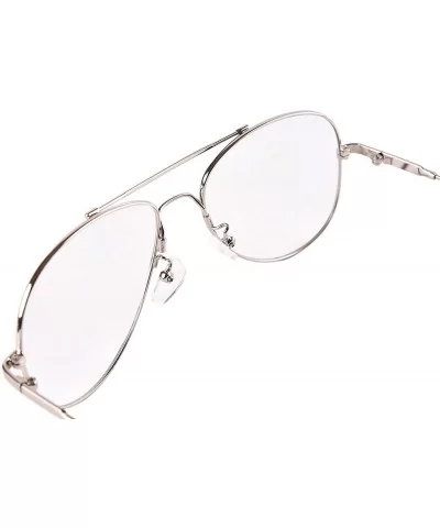 Pilot Full-flex Memory Titanium Optical Eyeglasses Frame - Large Silver - C718W845TE3 $30.21 Aviator