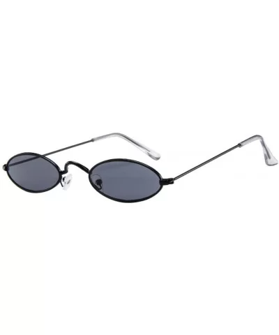 Retro Small Oval Sunglasses Metal Frame Shades Eyewear Military Style Classic Sunglasses - A - C718OXEGDDH $10.64 Oval