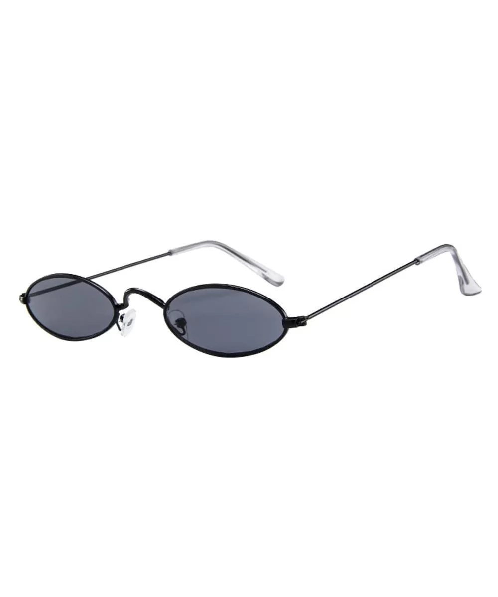 Retro Small Oval Sunglasses Metal Frame Shades Eyewear Military Style Classic Sunglasses - A - C718OXEGDDH $10.64 Oval