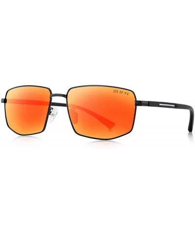 Mens Classic Sunglasses Male Polarized Rectangle Sun glasses For Men - Red Mirror - CZ18YOUYI9Y $42.84 Oversized