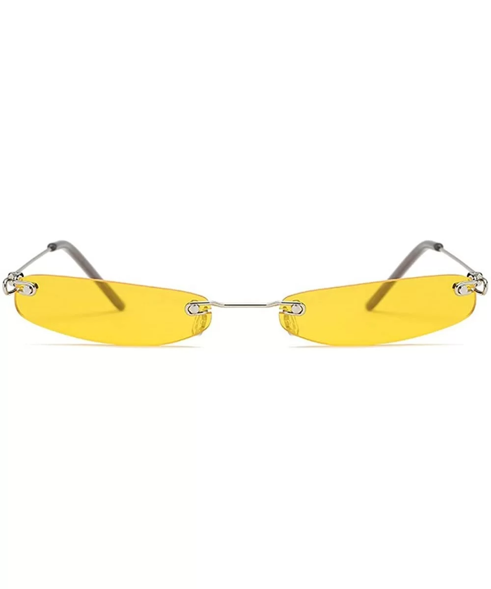 Super Small Fashion Chic Rimless Sunglasses 2018 Design HD Candy Color Clear Lens - Yellow - C318E66UCQX $16.96 Rimless