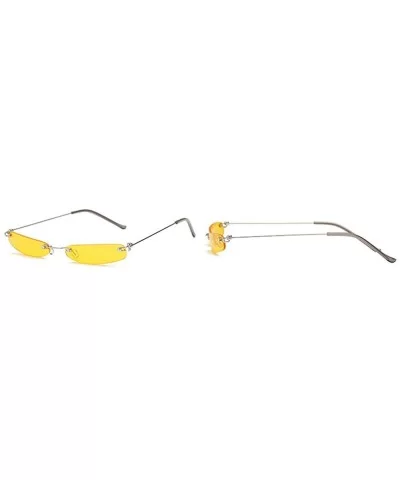 Super Small Fashion Chic Rimless Sunglasses 2018 Design HD Candy Color Clear Lens - Yellow - C318E66UCQX $16.96 Rimless