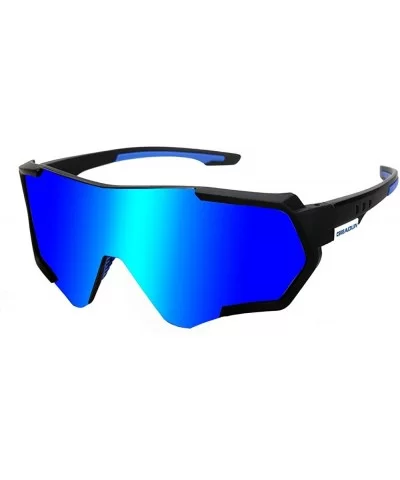 Cycling Glasses Sports Sunglasses Polarized UV400 Protection Baseball Ski Running - Black Blue - CM18QLKXHYW $42.48 Oversized