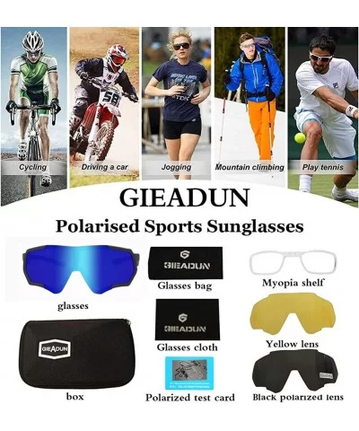 Cycling Glasses Sports Sunglasses Polarized UV400 Protection Baseball Ski Running - Black Blue - CM18QLKXHYW $42.48 Oversized