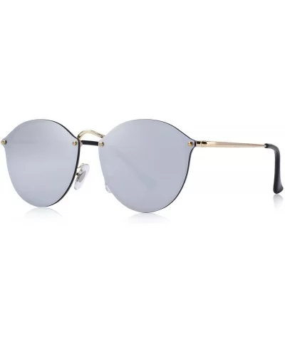 Men/Women Retro Oval Sunglasses 100% UV Protection S6308 - Silver - CE188Y7CXC4 $22.00 Round