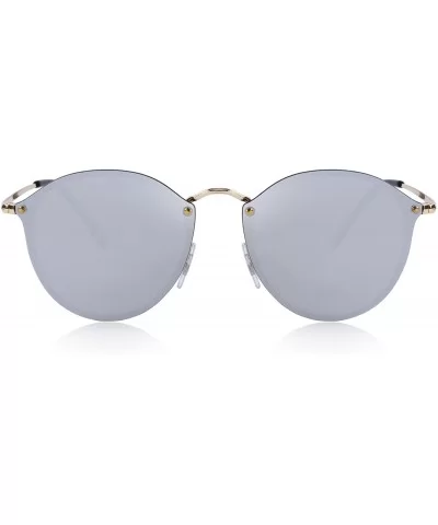 Men/Women Retro Oval Sunglasses 100% UV Protection S6308 - Silver - CE188Y7CXC4 $22.00 Round