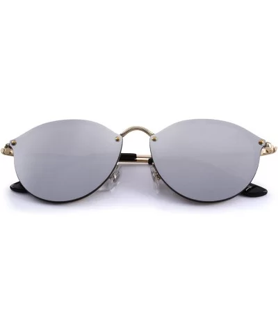 Men/Women Retro Oval Sunglasses 100% UV Protection S6308 - Silver - CE188Y7CXC4 $22.00 Round