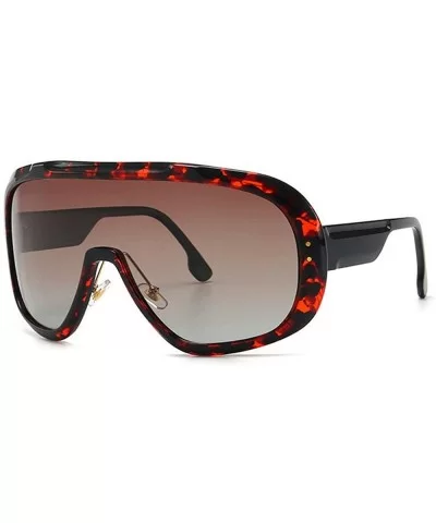Oversized Frame Mask Sunglasses Brand Designer Fashion Lady Shaded Sunglasses UV400 - Leopard Red - CK18URMXTNI $17.34 Oversized
