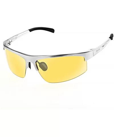 Men's Driving Sunglasses Polarized Glasses Sports Eyewear Golf Goggles 8203 - Silver Frame Yellow Lens - C6189G2DI9Q $19.41 G...