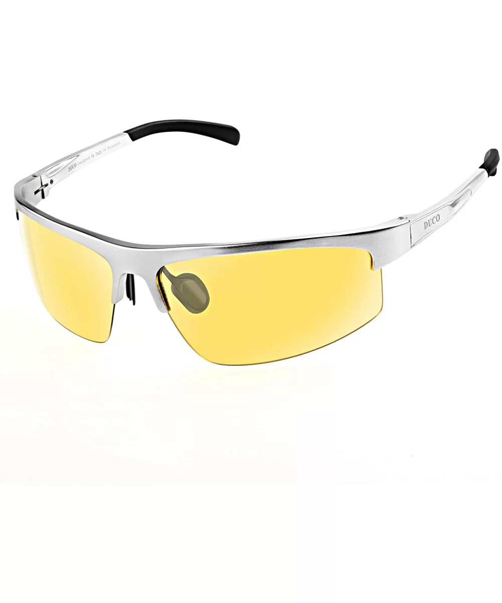 Men's Driving Sunglasses Polarized Glasses Sports Eyewear Golf Goggles 8203 - Silver Frame Yellow Lens - C6189G2DI9Q $19.41 G...