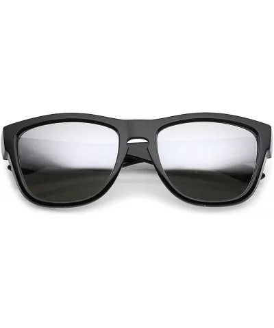 Classic Thick Arms Keyhole Mirrored Square Lens Horn Rimmed Sunglasses 54mm - Shiny Black / Silver Mirror - CE182GHUTHO $14.5...