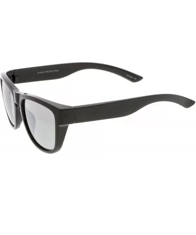 Classic Thick Arms Keyhole Mirrored Square Lens Horn Rimmed Sunglasses 54mm - Shiny Black / Silver Mirror - CE182GHUTHO $14.5...