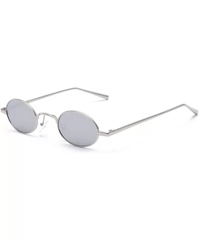 Retro Metal Small Frame Sunglasses- UV400 Lens Protection 42mm Fashion Glasses for Men Women Kids - Silver - CU18TIIAK2I $14....