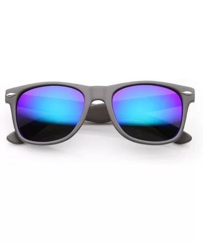 Classic Horn Rimmed Sunglasses with Flash Mirro Lens - Grey Midnight - CX11XOO0WD1 $12.57 Wayfarer