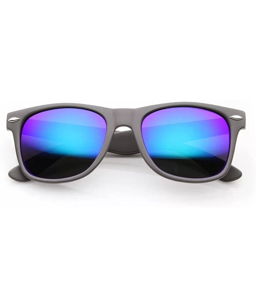 Classic Horn Rimmed Sunglasses with Flash Mirro Lens - Grey Midnight - CX11XOO0WD1 $12.57 Wayfarer