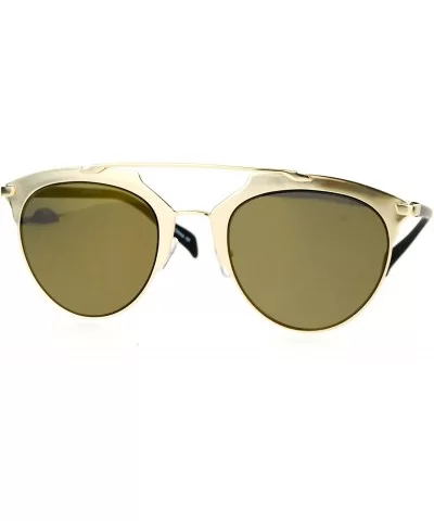 Hipster Metal Half Horn Rim Mirrored Mirror Lens Sunglasses - All Gold - C012BWPGI27 $16.65 Wayfarer