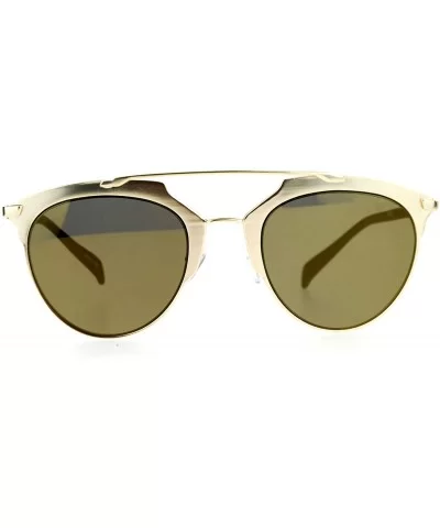 Hipster Metal Half Horn Rim Mirrored Mirror Lens Sunglasses - All Gold - C012BWPGI27 $16.65 Wayfarer