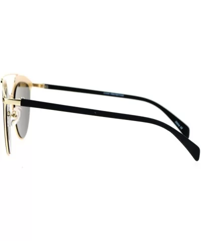 Hipster Metal Half Horn Rim Mirrored Mirror Lens Sunglasses - All Gold - C012BWPGI27 $16.65 Wayfarer