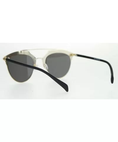 Hipster Metal Half Horn Rim Mirrored Mirror Lens Sunglasses - All Gold - C012BWPGI27 $16.65 Wayfarer