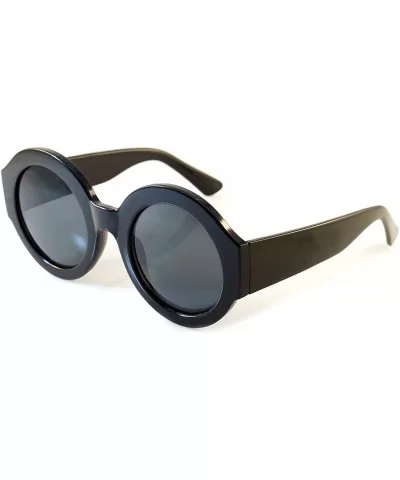 Muse Designer Oversize Retro Round Glitter Bold Temple Sunglasses A121 - Black/ Black - CB180ZHR5OX $14.05 Square