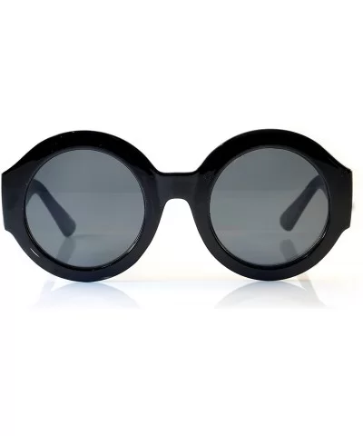 Muse Designer Oversize Retro Round Glitter Bold Temple Sunglasses A121 - Black/ Black - CB180ZHR5OX $14.05 Square