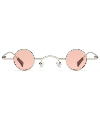 Chic Round Hip-Hop Square Metal Small Frame Clear Color Lens Sunglasses UV400 - Silver&pink - CP18X8RM3RX $19.20 Square