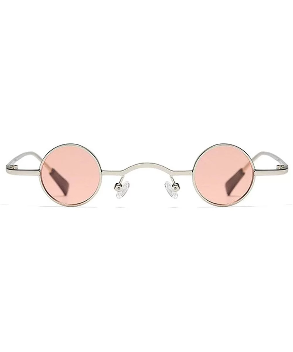 Chic Round Hip-Hop Square Metal Small Frame Clear Color Lens Sunglasses UV400 - Silver&pink - CP18X8RM3RX $19.20 Square