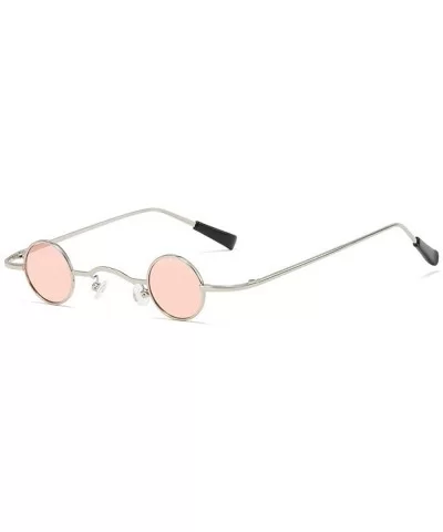 Chic Round Hip-Hop Square Metal Small Frame Clear Color Lens Sunglasses UV400 - Silver&pink - CP18X8RM3RX $19.20 Square