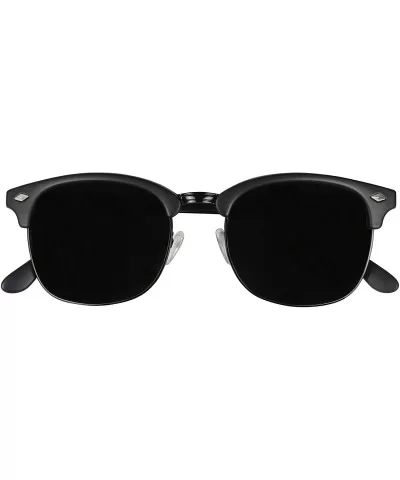 Super Dark Round Semi Rimless Sunglasses UV Protection Retro 60's Half Frame Vintage English Nose Piece - C418C9D84Q7 $16.10 ...