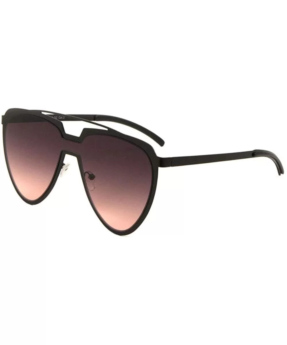 Oceanic Color One Piece Shield Lens Rounded Triangular Aviator Sunglasses - Smoke Red - CA190KIG6N5 $20.48 Shield