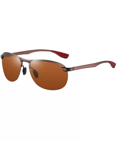 Men Polarized Sunglasses Driving sport Golf Lightweight titanium alloy frameless UV protection glasses - Brown - C9196MNQ8GU ...