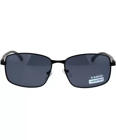 Mens Polarized Lens Aluminum Arm Metal Rim Light Weight Agent Sunglasses - All Black - CQ18QNO28S7 $17.55 Rectangular