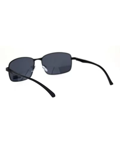 Mens Polarized Lens Aluminum Arm Metal Rim Light Weight Agent Sunglasses - All Black - CQ18QNO28S7 $17.55 Rectangular