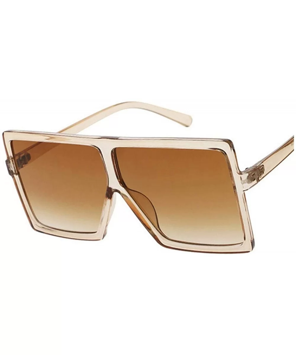 Oversized Shades Women Sunglasses Fashion Square Glasses Big Frame Vintage Retro Female Unisex Feminino - Brown - CZ198ZW4YZN...
