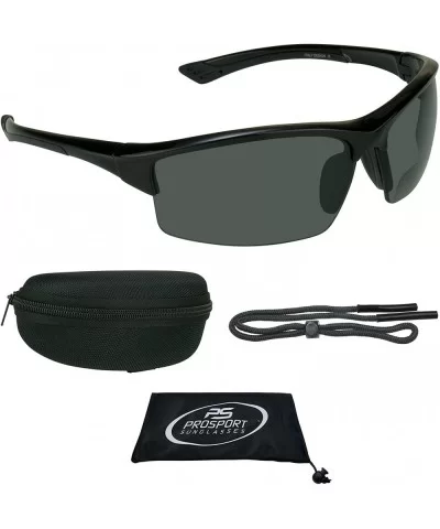 Polarized Bifocal Sunglasses Readers TR90 Frame Hard Case Strap - Smoke - CJ11BGFLIID $60.19 Wrap