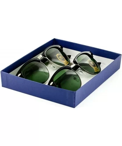 Vintage Classic Half Frame Semi-Rimless Retro Classic Sunglasses - Silver & Gunmetal - C011LOEB9OT $14.18 Semi-rimless