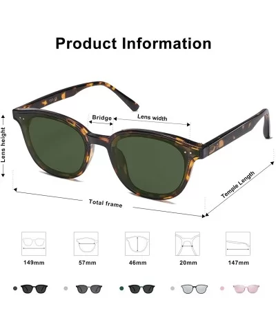 Small Retro Square Sunglasses with Rivets Flat Lens Sunnies Daytime SJ2114 - C7 Dark Tortoise Frame/G15 Lens - CW196T6QNW2 $1...