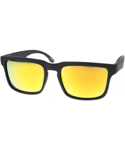 Soft Matted Square Rectangular Frame Sunglasses Multicolor Mirror Lens - Black - CJ11UXSSE3V $12.18 Rectangular