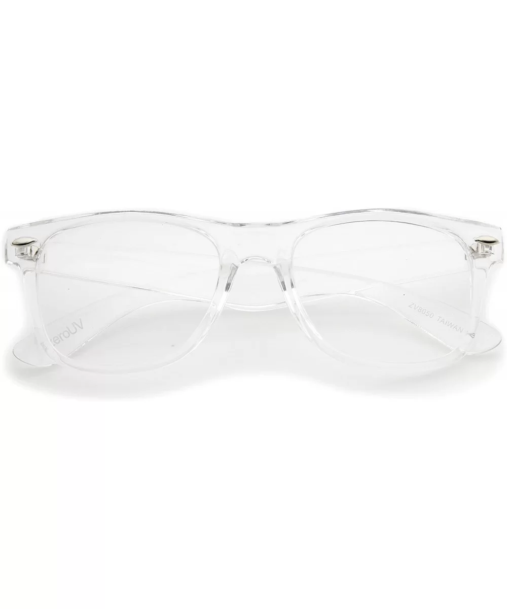 Retro Wide Arm Square Clear Lens Horn Rimmed Eyeglasses 54mm - Clear / Clear - C212MA41ZPQ $13.77 Semi-rimless
