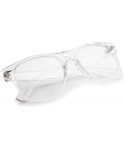 Retro Wide Arm Square Clear Lens Horn Rimmed Eyeglasses 54mm - Clear / Clear - C212MA41ZPQ $13.77 Semi-rimless