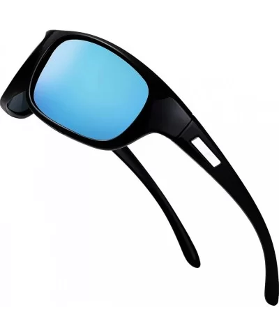 Polarized Sunglasses Baseball Running Softball - Rubber Black- 4-blue Sky Mirror - CI19C0S2DO5 $18.87 Wrap
