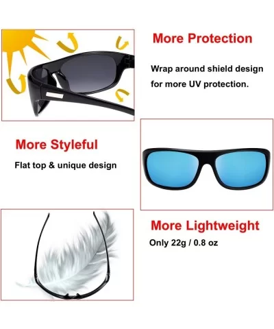 Polarized Sunglasses Baseball Running Softball - Rubber Black- 4-blue Sky Mirror - CI19C0S2DO5 $18.87 Wrap