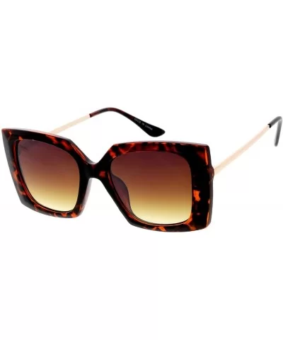 Butterfly Thick Square Frame 80s Retro Fashion Sunglasses - Gold - CZ18UU52R26 $14.06 Square