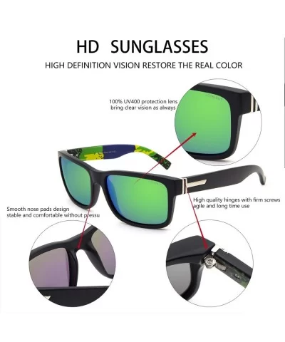 Vintage Polarized Sunglasses for Men Women Retro Oversized Square Mirror Sun Glasses - CA190TRIUMC $23.79 Rectangular