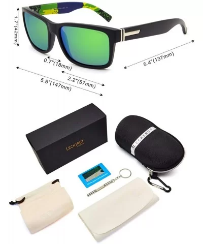 Vintage Polarized Sunglasses for Men Women Retro Oversized Square Mirror Sun Glasses - CA190TRIUMC $23.79 Rectangular