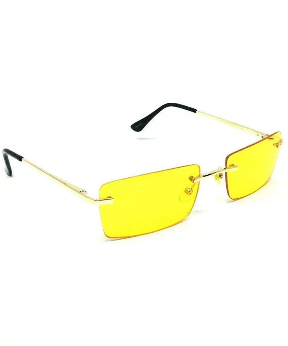 Ambassador Classic Slim Rimless Rectangular Luxury Sunglasses - Gold & Black Frame - CB18WNW48U0 $15.85 Rimless