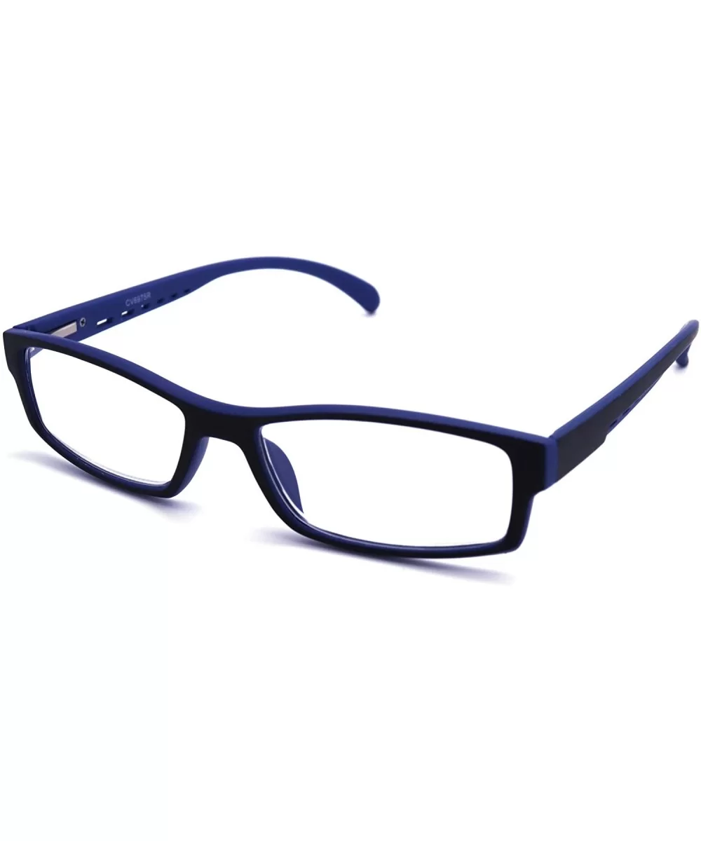 Soft Matte Black w/ 2 Tone Reading Glasses Spring Hinge 0.74 Oz - R1 Matte Black Matte Blue - CF18WZ0ZRME $28.59 Rectangular