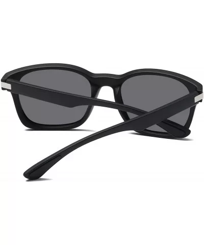 Square Sunglasses Polarized for Men - Retro Men's Driving Sunglasses Oversized E8921 - 2 Pack (Black+black) - CU18Y2HHEN5 $24...