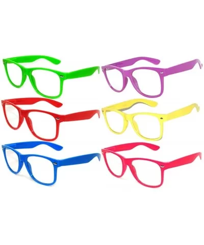 6 - 5-10-18 Pairs Classic Vintage Retro 80's Sunglasses Colored Frame - C111NEJ4FIT $21.50 Rectangular